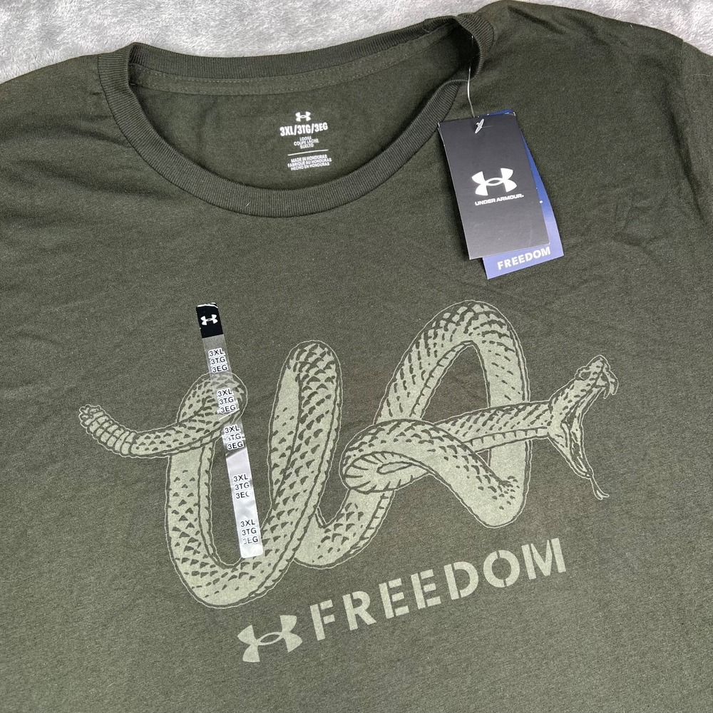Under Armour T Shirt Mens‎ 3XL Green Freedom Military Snake UA Graphic Training